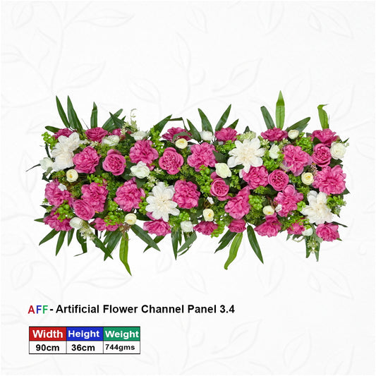 Artificial Flower Factory – Radiant Fuchsia & Ivory Channel Panel | Deep Pink Peony & White Dahlia Row | 90cm Elegant Floral Arrangement for Wedding Altars, Table Runners, & Wall Decor
