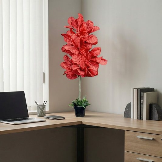 Artificial Plant Scarlet Fiddle Leaf Potted Tree