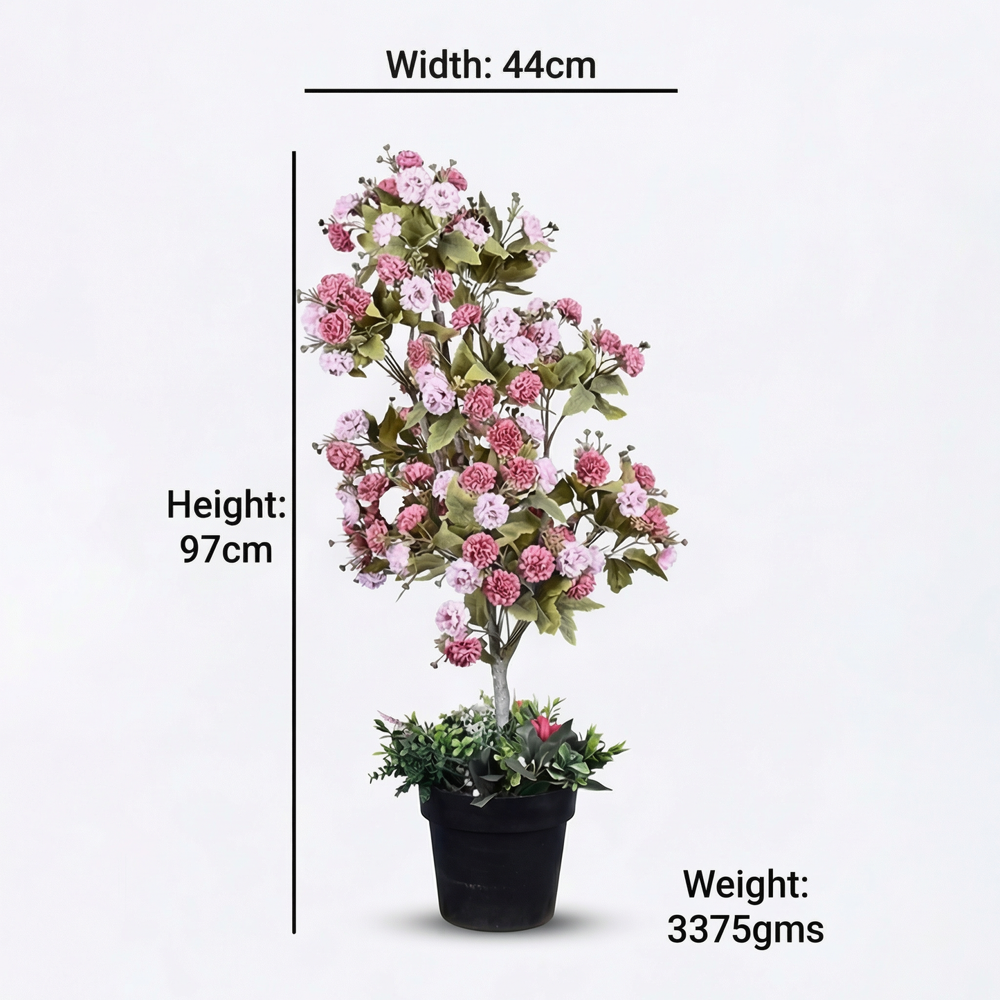 Artificial Plant Pink Blossom Pom-Pom Potted Tree