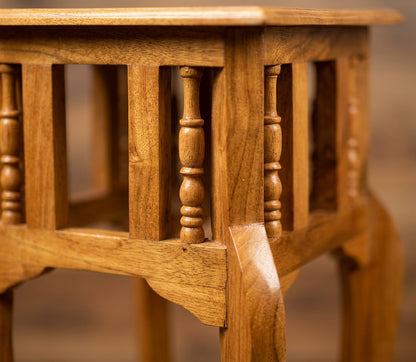 Handcrafted Wooden Table Set of 3 – Nesting Side Tables for Living Room, Bedroom & Balcony