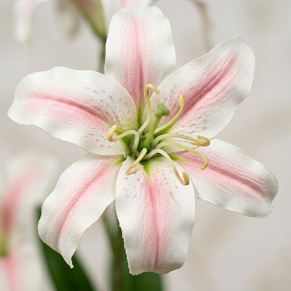 Artificial White Pink Lily Stick 88 cm – Real Touch Faux Flower Spray for Tall Vase & Home Décor