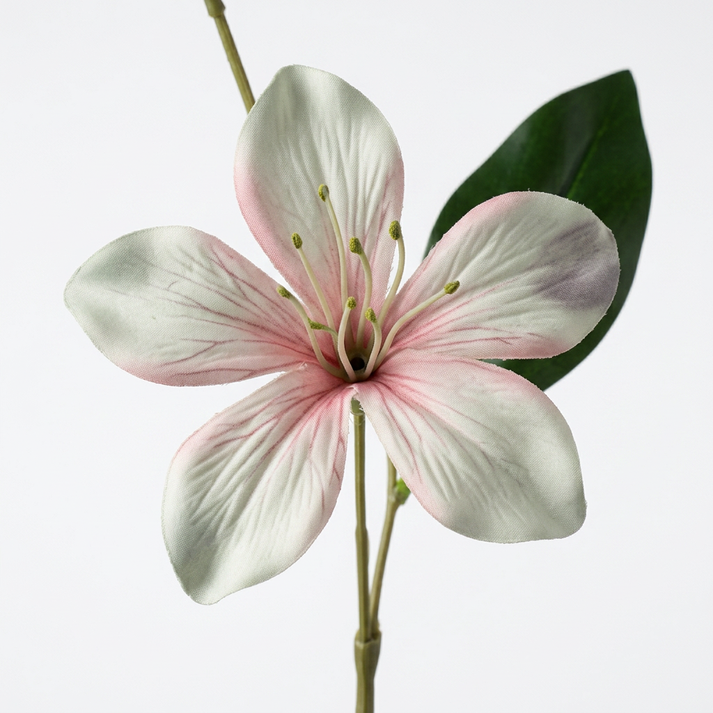 Artificial White-Pink Lily Flower Stick 78 cm – Real Touch Faux Flower Spray for Vase & Home Décor