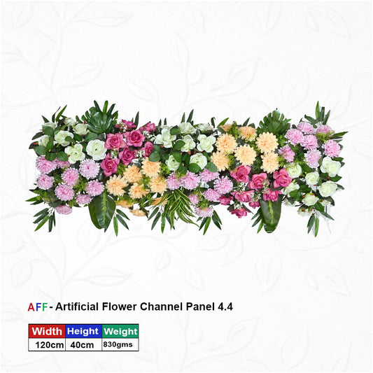 Artificial Flower Factory – Pastel Paradise Multi-Tonal Channel Panel | Peach Dahlia & Rose Row | 120cm Premium Botanical Arrangement for Wedding Altars, Stage Borders, & Event Decor
