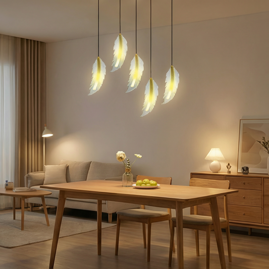 Plume Glow Modern Decorative Feather Pendant Hanging Light