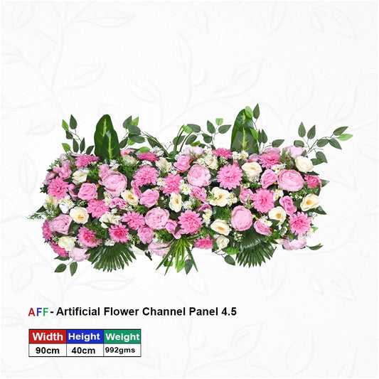 Artificial Flower Factory – Meadow Blush & Ivory Luxe Channel Panel | Carnation & Rose Cluster Row | 90cm High-Density Floral Arrangement for Wedding Altars, Stage Borders, & Photo Backdrops