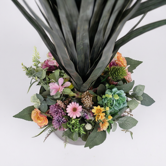 Artificial Tall Grass Plant with Wildflower Base