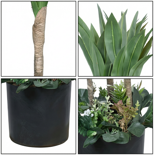 Artificial Plant Triple-Stem Yucca Potted Tree