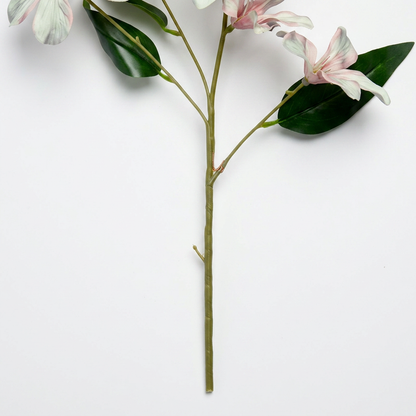 Artificial White-Pink Lily Flower Stick 78 cm – Real Touch Faux Flower Spray for Vase & Home Décor