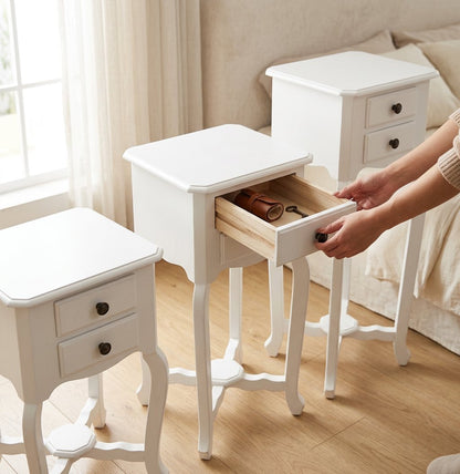 Handcrafted Wooden Table Set of 3 – Nesting Side Tables for Living Room, Bedroom & Balcony