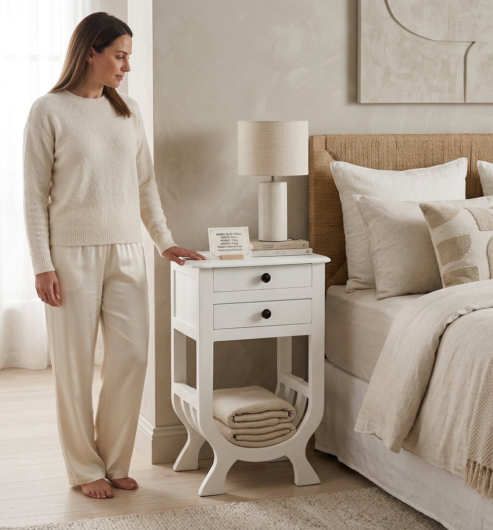 Handcrafted Wooden Side Table – Solid Wood Accent Table for Living Room & Bedroom