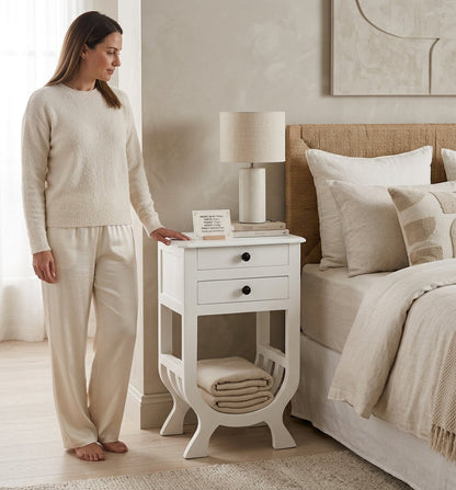 Handcrafted Wooden Side Table – Solid Wood Accent Table for Living Room & Bedroom