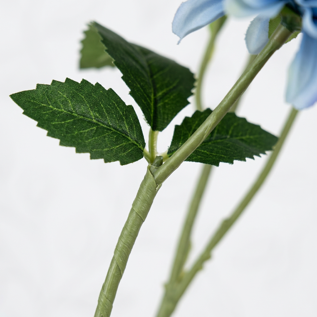 Artificial Blue Chrysanthemum Flower Stick – Real Touch Faux Pom-pom Bloom Stem for Vase & Home Décor