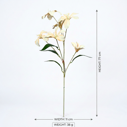 Artificial Cream White Lily Stick 77 cm – Real Touch Faux Flower Spray for Vase & Home Décor