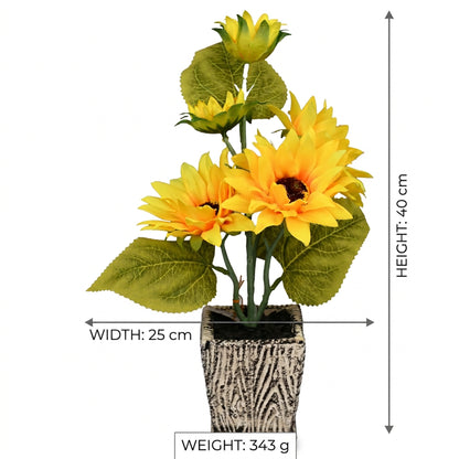 Artificial Sunflower Plant with Pot 40 cm – Real Touch Potted Yellow Flowers for Home & Office Décor