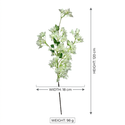 Artificial White Bougainvillea Stick 120 cm – Real Touch Tall Faux Flower Branch for Floor Vase & Home Décor