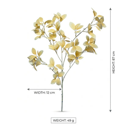 Artificial Golden Cream Leaf Stick 87 cm – Real Touch Faux Foliage Branch for Tall Vase & Home Décor