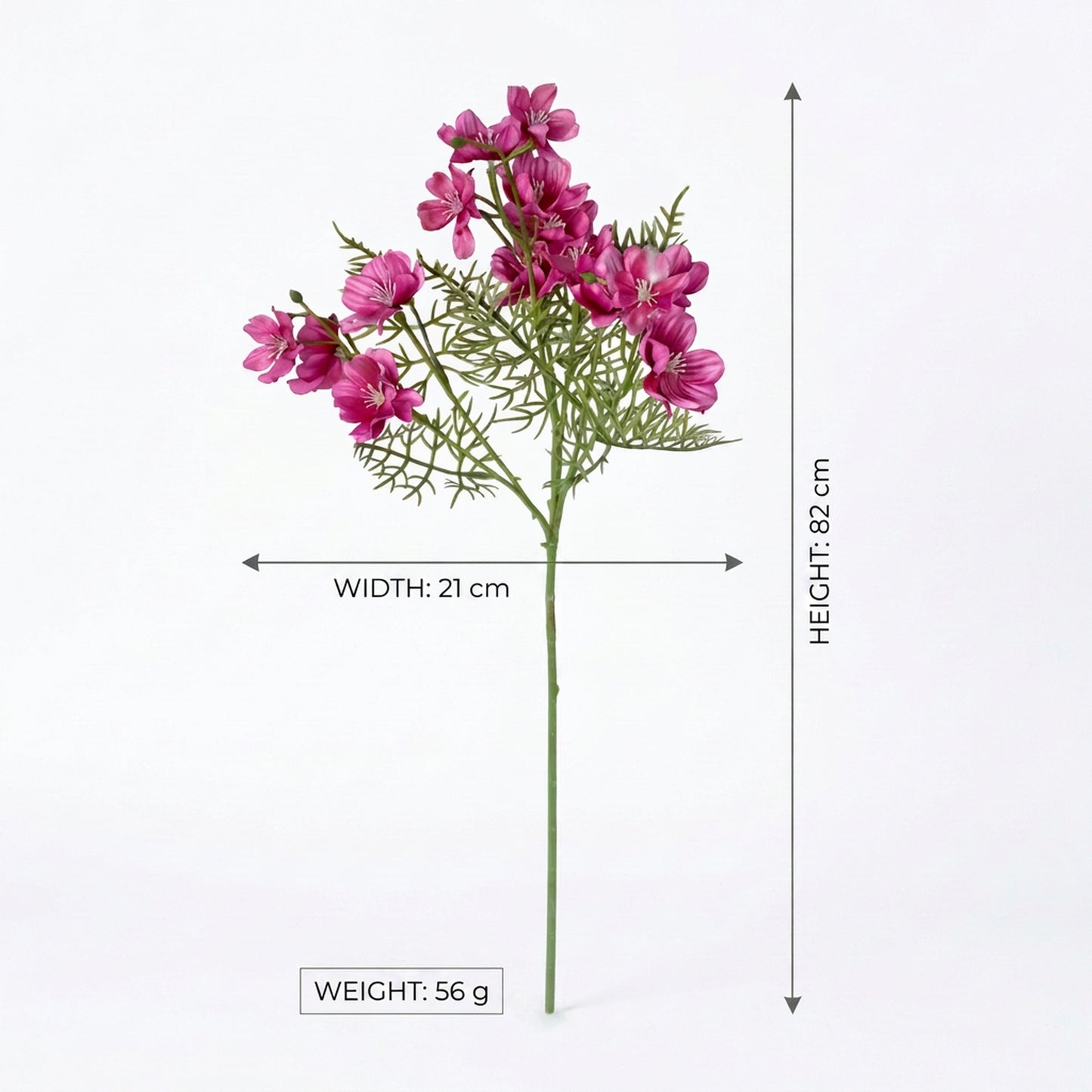 Artificial Magenta Cosmos Flower Stick 82 cm – Real Touch Faux Wildflower Spray for Vase & Home Décor