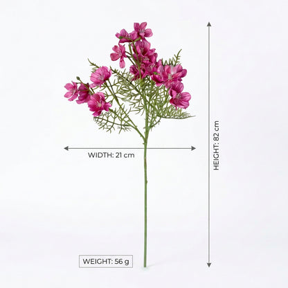 Artificial Magenta Cosmos Flower Stick 82 cm – Real Touch Faux Wildflower Spray for Vase & Home Décor
