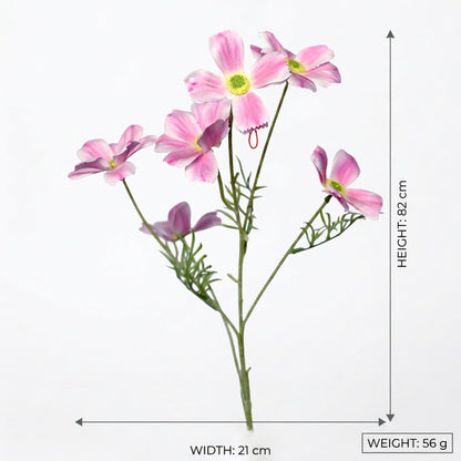 Artificial Pink Cosmos Flower Stick 82 cm – Real Touch Faux Wildflower Spray for Vase & Home Décor