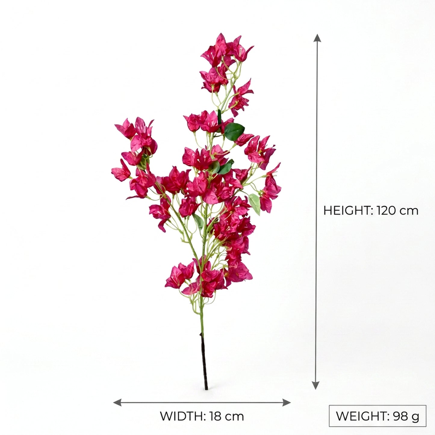 Artificial Pink Bougainvillea Stick 120 cm – Real Touch Tall Faux Flower Branch for Floor Vase & Home Décor