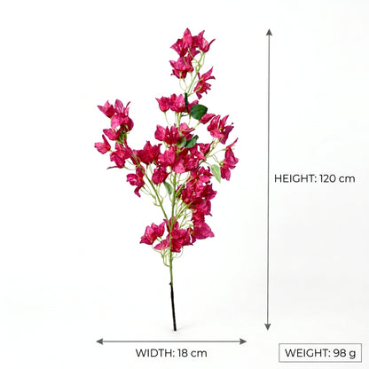 Artificial Pink Bougainvillea Stick 120 cm – Real Touch Tall Faux Flower Branch for Floor Vase & Home Décor