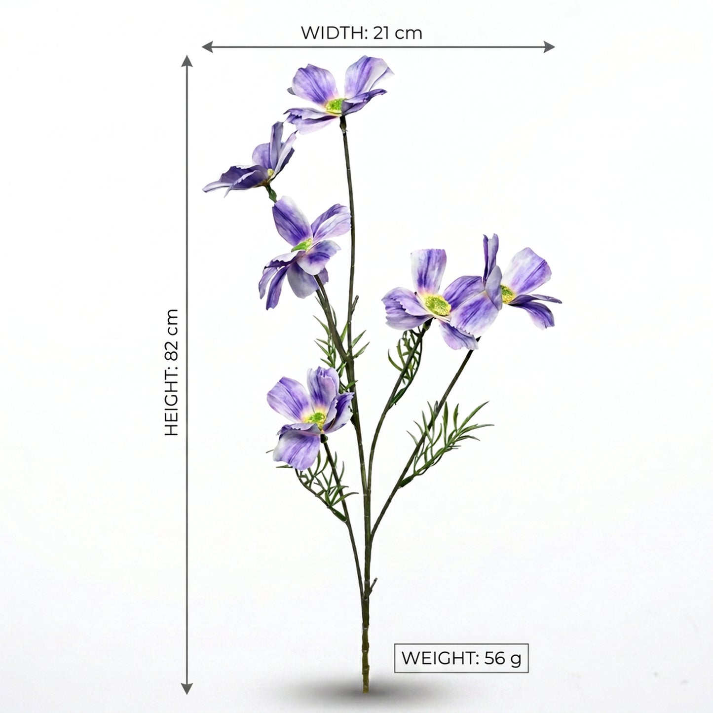 Artificial Purple Cosmos Flower Stick 82 cm – Real Touch Faux Wildflower Spray for Vase & Home Décor