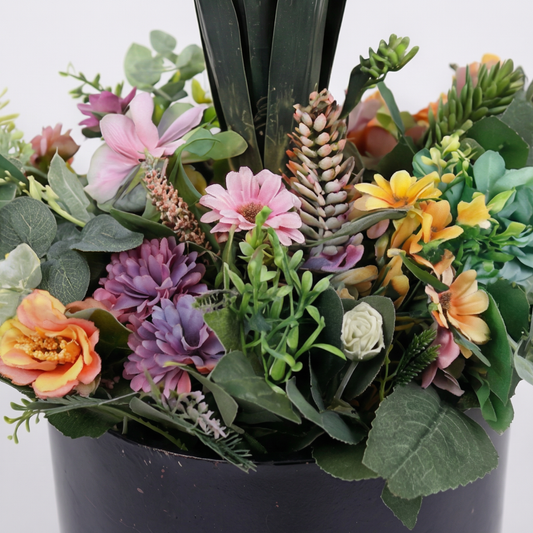 Artificial Tall Grass Plant with Wildflower Base