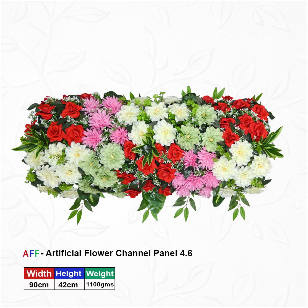 Festive Bloom & Dahlia Luxe Channel Panel | Crimson, Mint & Rose Row | 90cm High-Density Floral Arrangement for Stage Borders, Wedding Altars, & Mandaps