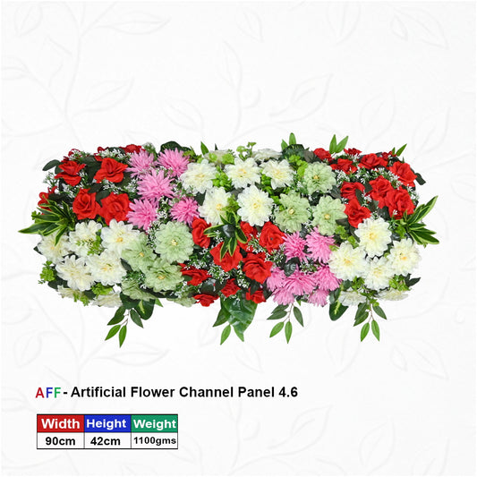 Artificial Flower Factory – Festive Bloom & Dahlia Luxe Channel Panel | Crimson, Mint & Rose Row | 90cm High-Density Floral Arrangement for Stage Borders, Wedding Altars, & Mandaps