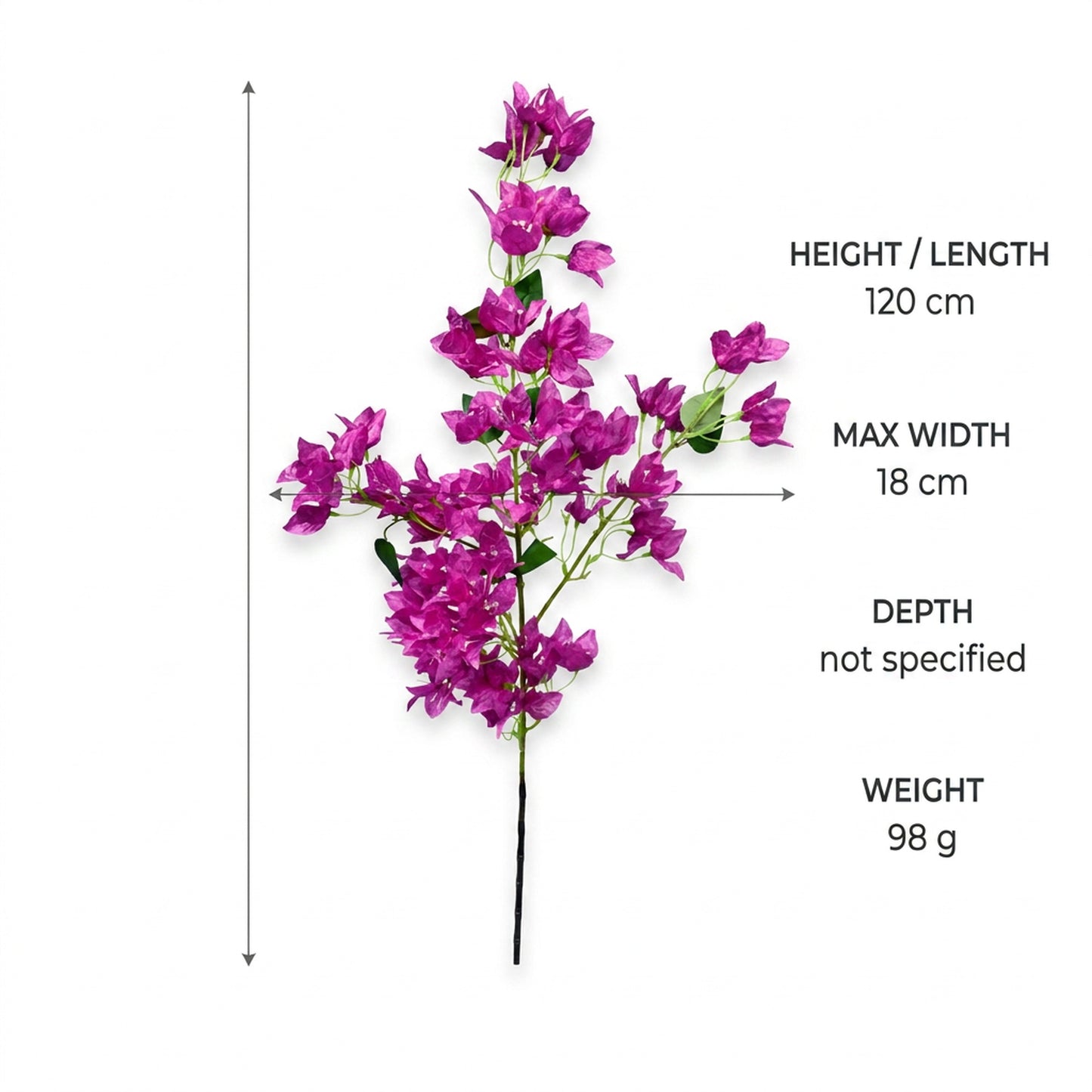 Artificial Bougainvillea Stem, 38" Tall Magenta Purple Faux Flower Branch – Real Touch Silk Bougainvillea for Vase | Home Décor, Living Room, Office Table, Entryway & Wedding Decoration
