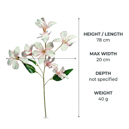 Artificial White-Pink Lily Flower Stick 78 cm – Real Touch Faux Flower Spray for Vase & Home Décor