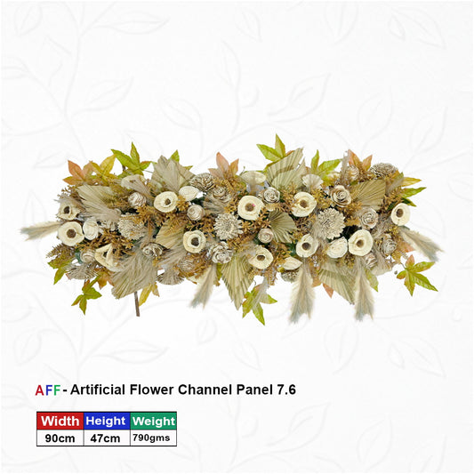 Artificial Flower Factory – Golden Sahara |Boho-Luxe Champagne & Sandy Gold Channel Panel | Dried Fan Palm & Rose Medley | 90cm Premium Floral Arrangement for Desert Weddings, Modern Corporate Galas, & Chic Interiors