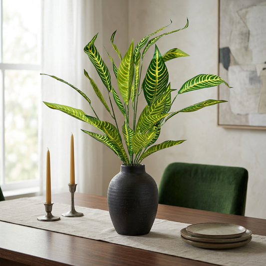 Artificial Silver Fern Leaf Bunch 55 cm – Real Touch Faux Foliage Bunch for Vase & Home Décor