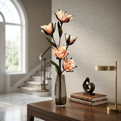 Artificial Peach Magnolia Stick 120 cm – Real Touch Tall Faux Flower Stem for Floor Vase & Home Décor