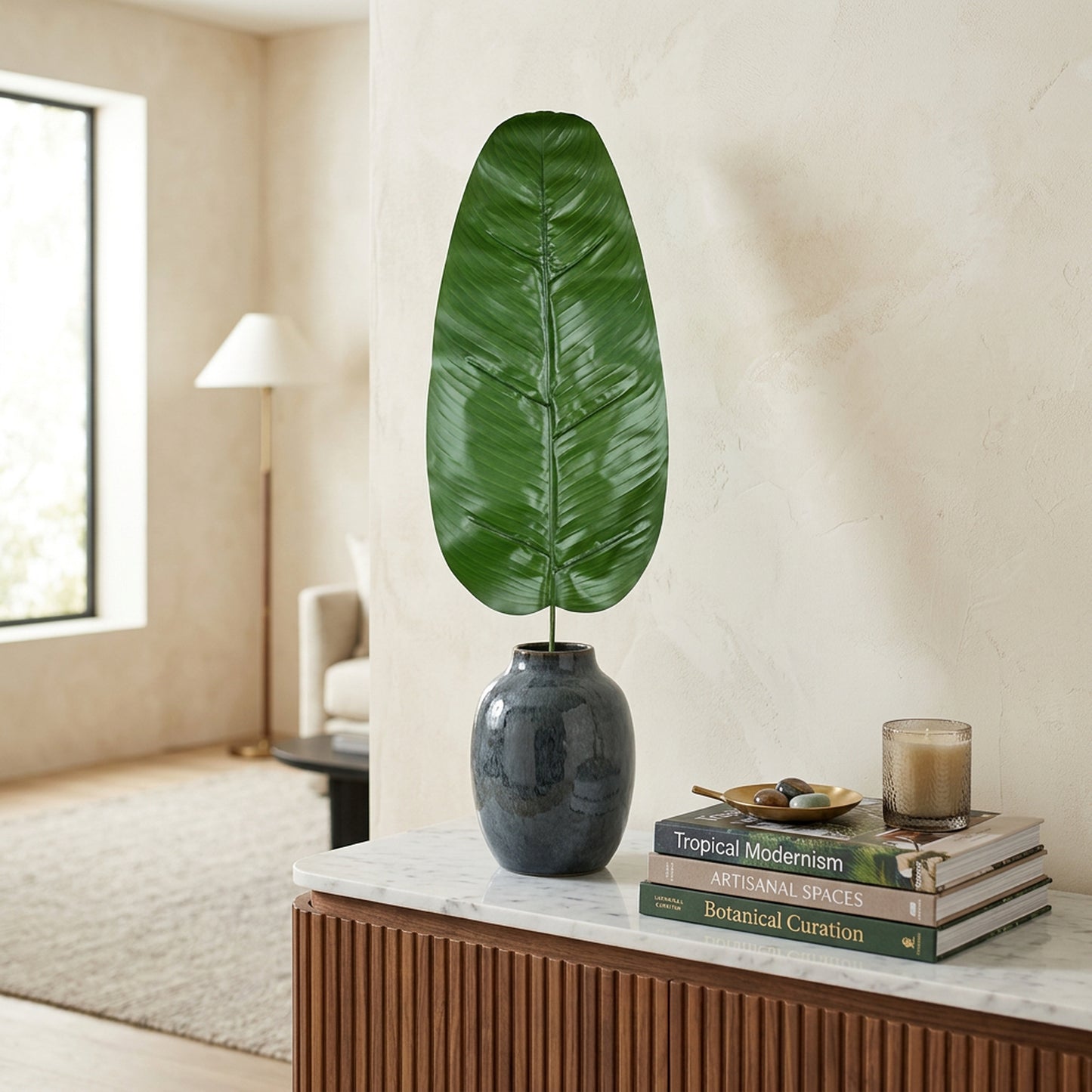 Artificial Banana Leaf Stick 97 cm – Real Touch Large Tropical Faux Leaf for Vase & Home Décor