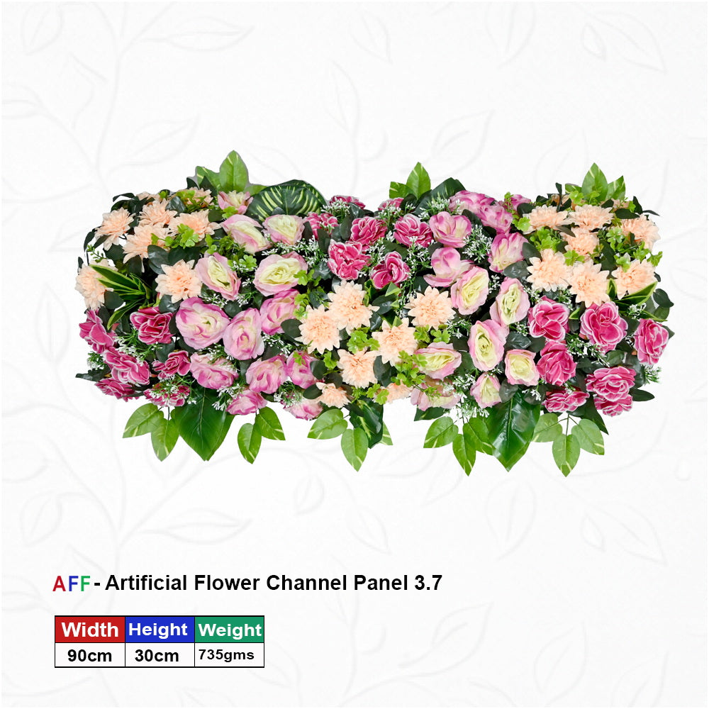 Artificial Flower Factory – Pastel Peony & Blushing Rose Channel Panel | Soft Peach & Magenta Floral Row | 90cm Elegant Floral Arrangement for Wedding Altars, Table Runners, & Wall Decor
