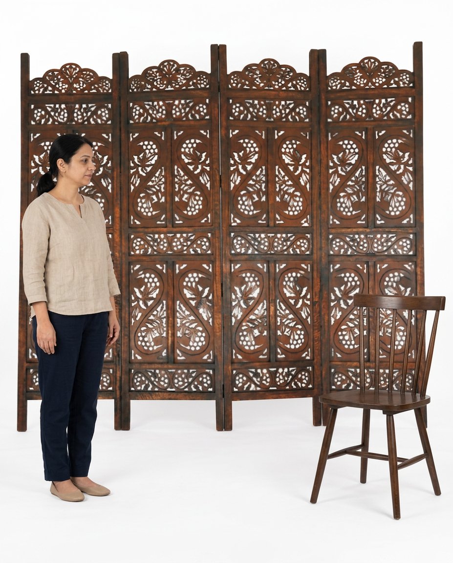 Handcrafted Wooden Partition Jali – Decorative Room Divider & Lattice Screen for Home & Office