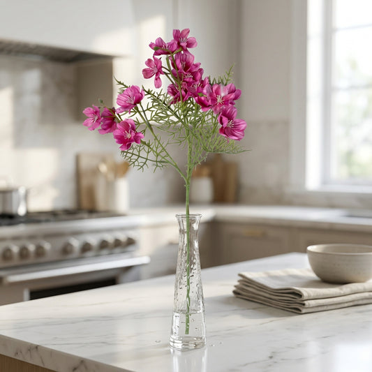 Artificial Magenta Cosmos Flower Stick 82 cm – Real Touch Faux Wildflower Spray for Vase & Home Décor