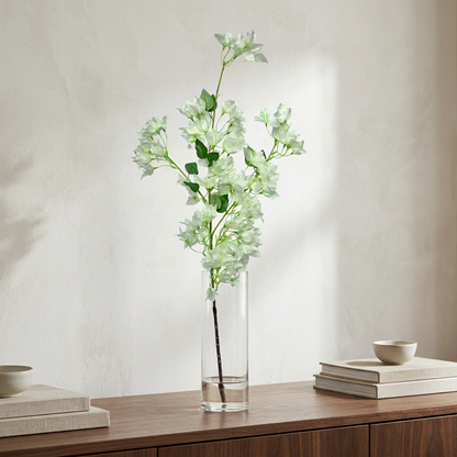 Artificial White Bougainvillea Stick 120 cm – Real Touch Tall Faux Flower Branch for Floor Vase & Home Décor