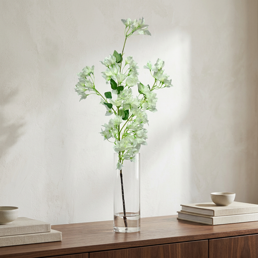 Artificial White Bougainvillea Stick 120 cm – Real Touch Tall Faux Flower Branch for Floor Vase & Home Décor