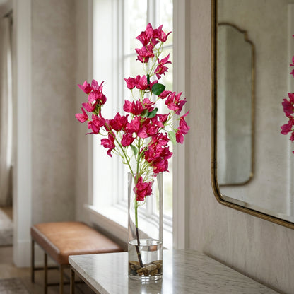 Artificial Pink Bougainvillea Stick 120 cm – Real Touch Tall Faux Flower Branch for Floor Vase & Home Décor