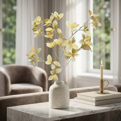 Artificial Golden Cream Leaf Stick 87 cm – Real Touch Faux Foliage Branch for Tall Vase & Home Décor