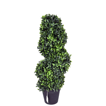 Artificial Green Spiral Topiary Plant with Black Pot for Home & Office Décor – 25 × 52 cm