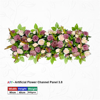 Artificial Flower Factory – Dusty Mauve & Cream Rose Channel Panel | Muted Plum & Champagne Floral Row | 90cm Sophisticated Floral Arrangement for Wedding Altars, Table Runners, & Wall Decor