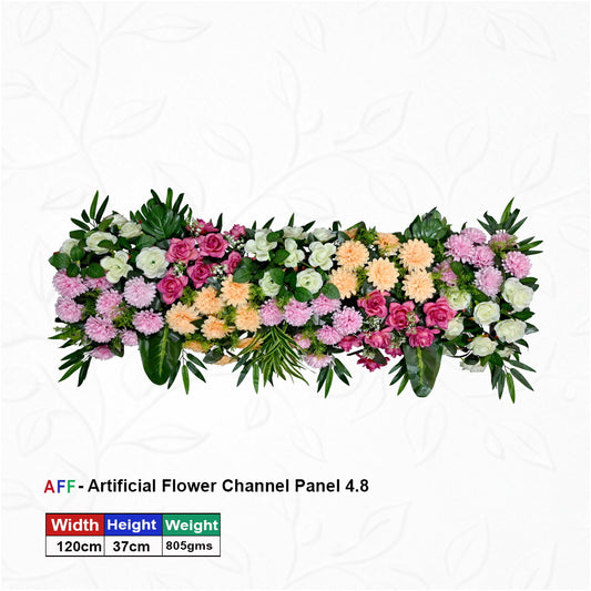 Artificial Flower Factory – Sunset Pastel Mix Channel Panel | Pom-Pom & Rose Row | 120cm High-Density Botanical Runner for Wedding Mandaps, Stage Skirting, & Reception Decor