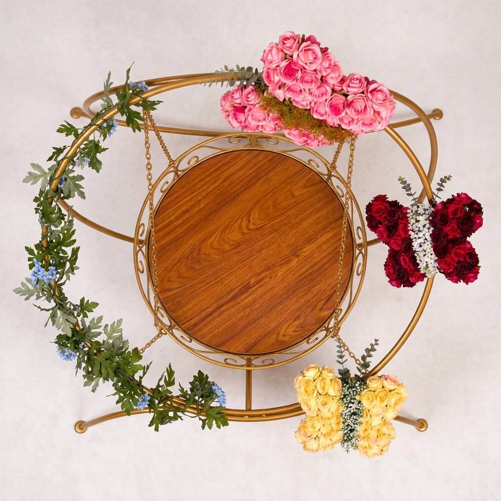 AFF Luxury Golden Floral Butterfly Hanging Swing Stand (Jhula / Display Stand)-Ganpati Stand 2Feet | AFF-Ganpatistand-01