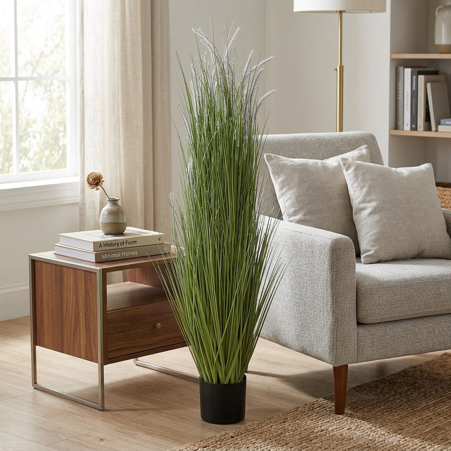 Artificial Tall Grass Plant 135 cm with Pot – Real Touch Large Faux Greenery for Home & Outdoor Décor