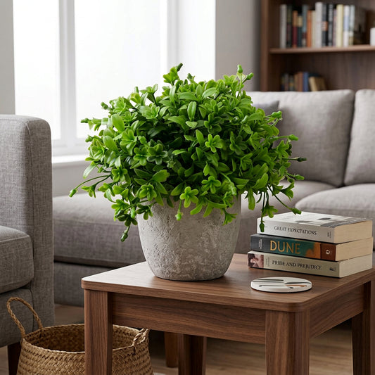 Artificial Green Foliage Plant with Pot 55 cm – Real Touch Lush Faux Greenery for Home & Office Décor