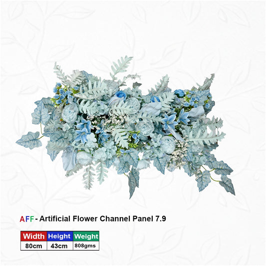 Artificial Flower Factory – Arctic Azure | Ethereal Sky Blue & Frosted Teal Channel Panel | Winter Blossom & Fern Spire Row | 80cm Premium Floral Arrangement for Modern Weddings, Frozen-Themed Events, & Luxury Interior Design