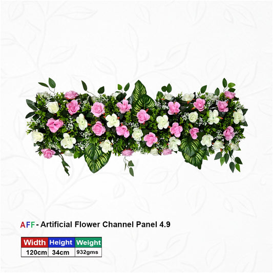 Artificial Flower Factory – Enchanted Rose & Calathea Luxe Channel Panel | Blush Pink & Ivory Floral Row | 120cm Premium Botanical Runner for High-End Stage Borders & Event Decor